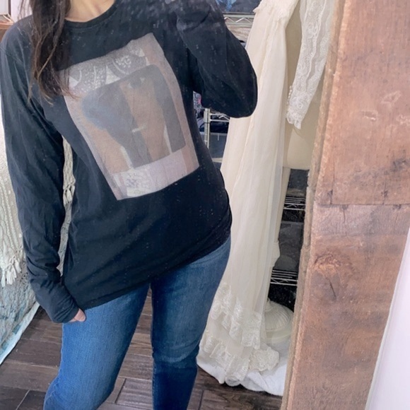 Soulland graphic print black longsleeve T-shirt size medium - Picture 3 of 6